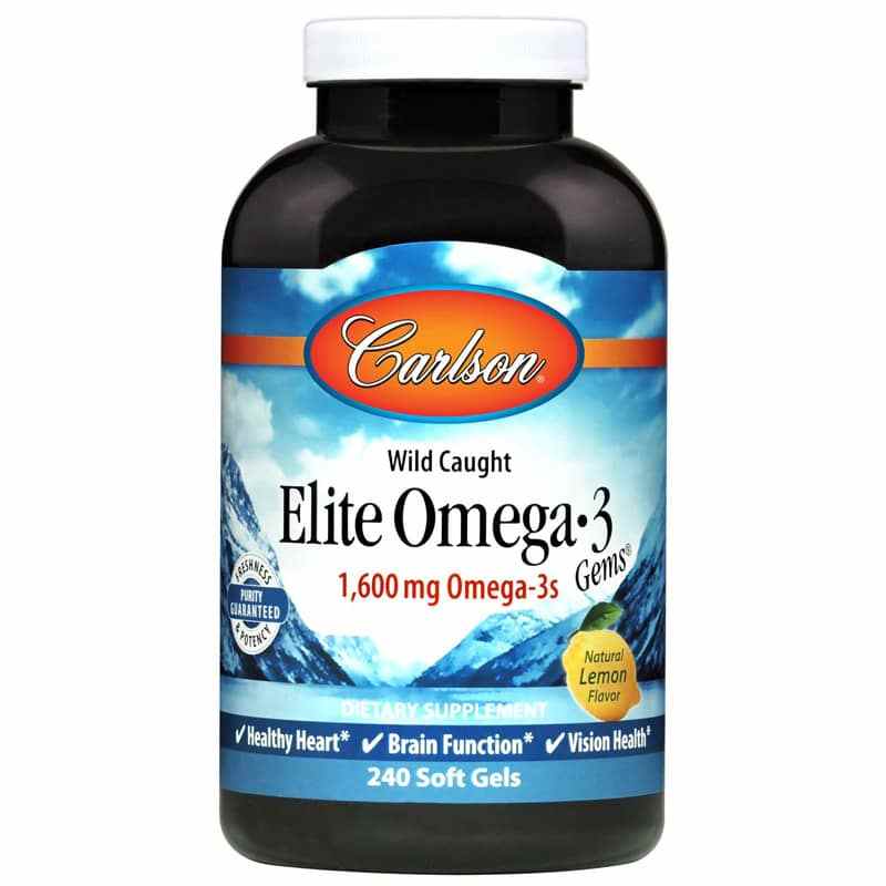 Elite Omega 3 Gems 1600 Mg with Natural Lemon Flavor Carlson Labs